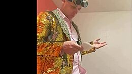 During a standup comedy routine a mature woman enjoys a car blowjob