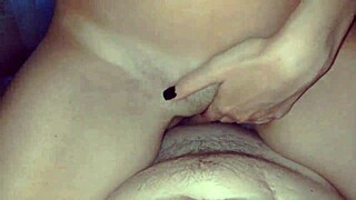 POV of a big ass babe blow job and getting cum on her