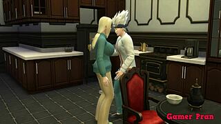 Bride's fantasy: Japanese housewife's kitchen: Tits and assfucking