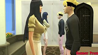 You might be surprised if you caught Hinata cheating housewife, as Boruto gives her a big tits surprise in anime video