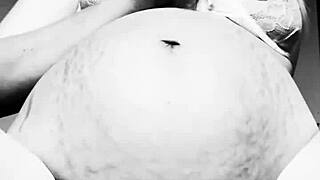 Horny pregnant MILF teases with her big tits