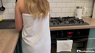 Huge Cumshot On Tits As Hot Wife Sucks Cock And Lets Neighbor Fuck Her While Husband Is At Work