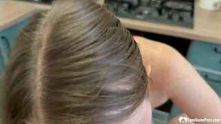 Huge Cumshot On Tits As Hot Wife Sucks Cock And Lets Neighbor Fuck Her While Husband Is At Work