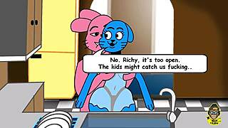 Richard and Nicole Watterson share an intimate moment with licking and touching.