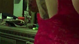 I am fuking off with a tatooed milf and her monster cock piercin