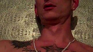 I am fuking off with a tatooed milf and her monster cock piercin