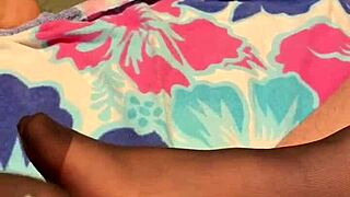 Intense Footjob Fun In Black Reinforced Toe Stockings