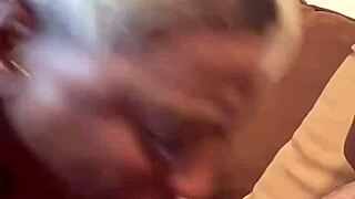 Ebony milf delivers sloppy blowjob with intense facial finish