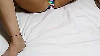 Intense double penetration with vibrator masturbation