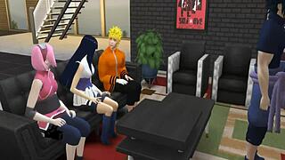 Can hinata and sakura handle naruto's big cock in anal hentai swap?