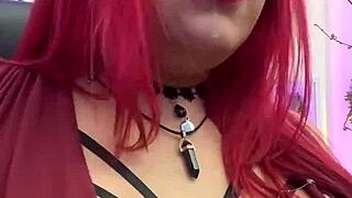 the mature milf gives a sloppy blowjob with lots of saliva