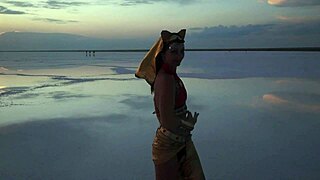 Look at that pink sky and white salt dancing.