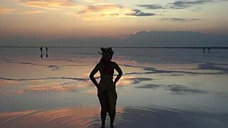 Look at that pink sky and white salt dancing.