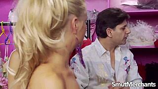 Three blondes in lingerie introduce a milf to a group gathering.