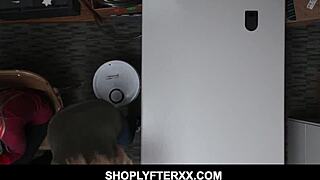 A mature woman licks and fucks shoplifter in the pussy