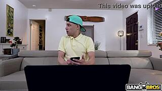 The step mom receives a diamond cock for her big tits and blowjob