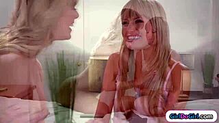 Teen Lies Down, Stepmom Rubs and Licks Her Pussy