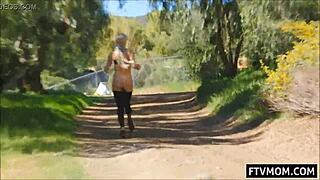 outdoor milf cougar rides ass in cowgirl position