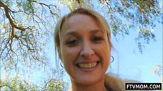 outdoor milf cougar rides ass in cowgirl position