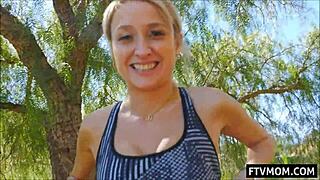 outdoor milf cougar rides ass in cowgirl position