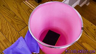 This skanky cougar is stroking and sucking that big cock so well