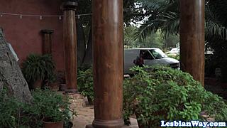 Lesbian stepmom and beautiful teen sharing intimate moments.