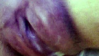 Latina milf masturbates pussy to orgasm with handjob close up