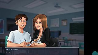 Cumshot In Library During Game Scene