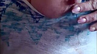 Klaudiaambergirl, a horny cougar milf, massages her big natural tits