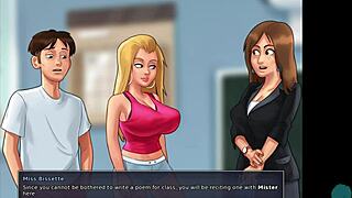 Cumshot In Library During Game Scene