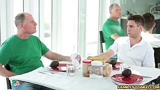 Stepmom Sucks Monster Cock While Teen Watches Blowjob