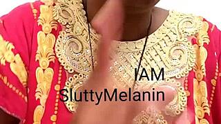 Sultry black mommy with developed figure strips in this clip