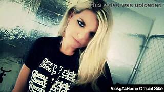 Hot Groupie Vicky Vette BLOWJOBS Her Man Until He CUMS On Her Tits