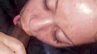 Slutty milf deepthroats big black cock sloppy and nasty.