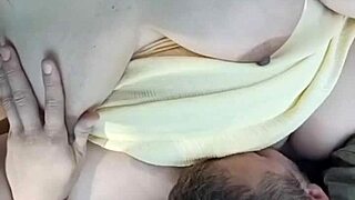Public mature mommy gets naughty with a stranger