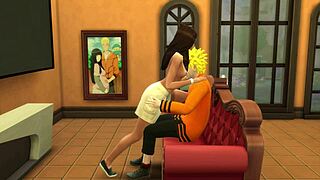naruto sneaks away at party to bang young chick in dining room