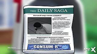 in summertimesaga, a big cucumber fucks a mature woman in the kitchen with blowjob and uncensored hentai action. the scene builds to intense fucking.