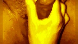 Wife gives raw handjob to husband's dick