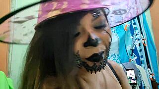 sexy latina milf bent over for halloween doggystyle surprise