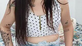 naughty plays with lollipop in pussy