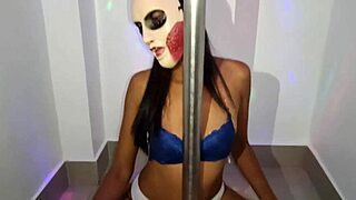 brunette student dances after class wet pussy under skirt