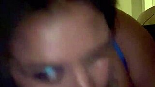 Horny latina milf gives daddy the best blowjob of 2022, ending with cumshot on tits.