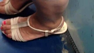 Mature beauty flaunts her stunning feet in solo play.