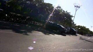 Pretty blonde milf sucks cock and gets ass fucked outdoors