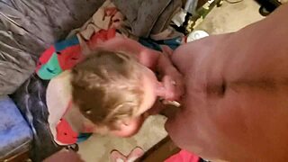 Stepmom sucks stepson wetly