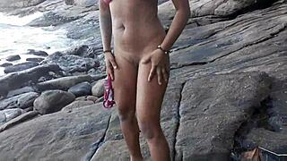 Our amateur licence Latino mommy and women older have the pleasure to pee in the sea with us
