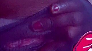 Mature ebony woman feels intense pleasure masturbating in lingerie