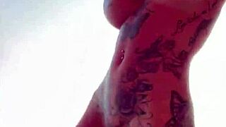 Dancing naked in sauna, milf shows off big tits for amateurs