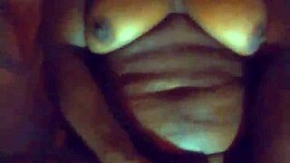 ebony milf bends over and masturbates with a tail in her big ass at home