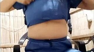 Ebony Nurse Touches Her Sexy Body at Home After Hospital Shift, Singing Regueton Excitedly